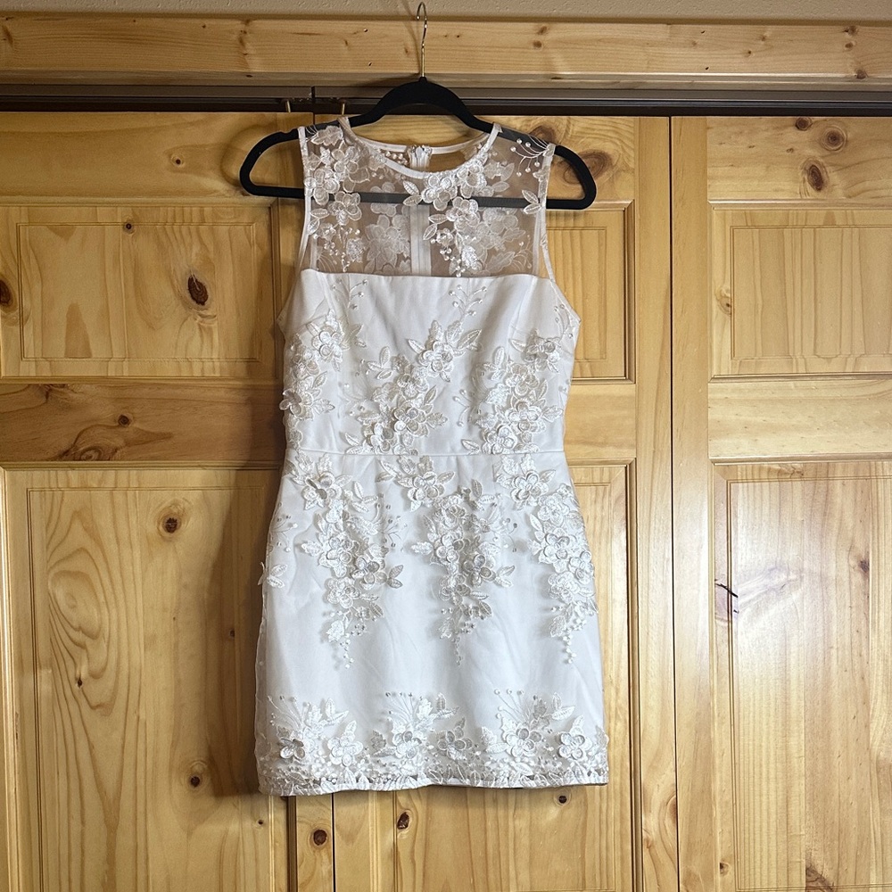 Lulu's White Floral Lace Mini Dress